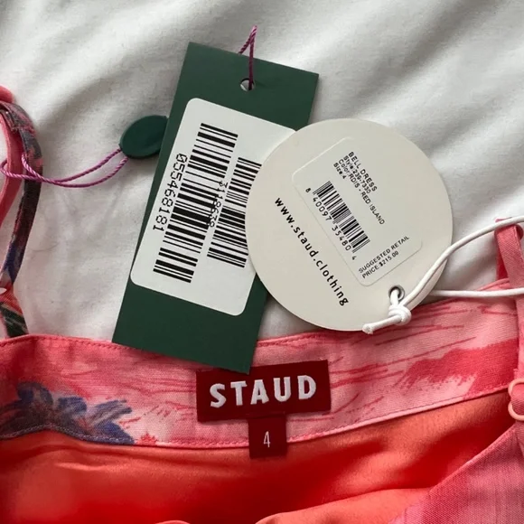 STAUD Pink Palm Tree Detail Mini Dress - Picture 2 of 3